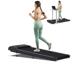 Wandelpad met helling - Slimme loopband voor onder het bureau met spraakbesturing, 6% helling, compatibel met WELLFIT ZWIFT KINOMAP APP voor thuis of kantoor (tot 300 lbs)