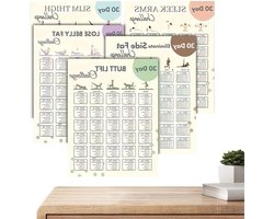 Workout Posters - Fitness Gids - Thuis Trainen - 30 Dagen Plan - 26x22cm - Meerdere Kleuren