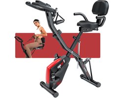 YEE GOO Hometrainer Fiets - 16 Niveaus Magnetische Weerstand - Met Weerstandsbanden - Hartslagsensoren - Inklapbaar - Fitness Fiets - Spinning Fiets - Indoorfiets - Verstelbare Hoogte - LCD-display - telefoon/tablet-houder -Zwart