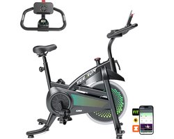 YEE RUN Hometrainer - 0-100% Verstelbare Weerstand Hometrainer Fiets - Hartslagmeting - App-compatibel - Verstelbaar Stuur en Zadel - Max. Belasting 150 kg - LCD Display - Fitness Fiets - Spinningfiets - Hometrainer Fitness
