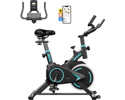YEE RUN Hometrainer - 0-100% Verstelbare Weerstand - Verstelbaar Stuur - App-compatibel - Stil werkend met LCD Display - Max. 120 kg - Hometrainer Fiets - Fitness Fiets - Spinningfiets