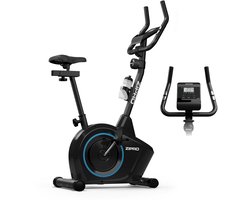 Zipro Boost Hometrainer Elektromagnetische Fiets, Hartslagsensoren, Gemakkelijk te transporteren, Antislippedalen, Flessenhouder, Homegym, Stabiele structuur, Max. gebruikersgewicht 120 kg, zwart en blauw
