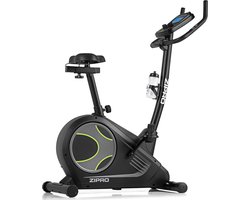 Zipro Flame Hometrainer Elektromagnetische Fiets, Hartslagsensoren, Gemakkelijk te transporteren, Antislippedalen, Flessenhouder, Homegym, Stabiele structuur, Max. gebruikersgewicht 150 kg, grijs en groen