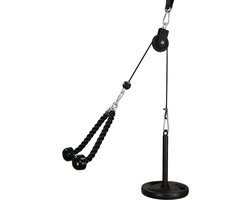 12-delige Fitness Kabel Machine - Touw & 2 Meter lang Kabel - Max 100KG - Spieren - Arm - Kracht Training - Krachttraining - Oefeningen - Lat Pulldown - Onderarm - Pols - Trainer - Tricep & Bicep - Zwart