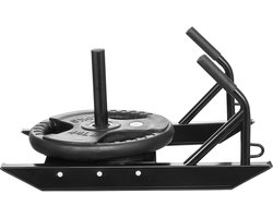 69 x 44 x 37 cm Fitness Trainingsslee, Robuust Staal, Poedercoating, Max. 227 kg Draagvermogen, Met Schouderbanden en Draagstangen, Zwart