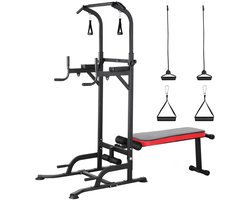 AtlasStrength Pull up Station - Krachtstation - Verstelbare hoogte - Met Weerstandsbanden - Train diverse spiergroepen thuis met een krachtstation - Power tower - Pull up rack - Pull up bar