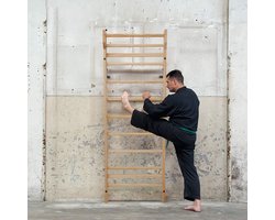 CCLIFE Klimrek - muur bars gymnastische muur sporschool klimmen frame houten klimwand sportartikelen klimwand met bar fitness kinderen volwassenen ZERRO