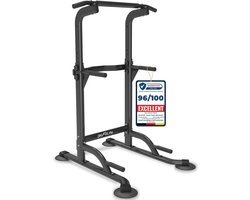 DH FitLife Power Tower Dip Station | optrekstang vrijstaand | dip barren rugtrainer | krachtstation krachttoren | fitnessstation | power rack voor thuis gym | krachttraining voor thuis