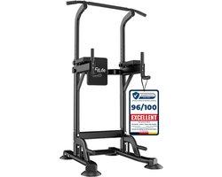 DH FitLife Power Tower Dip Station, Sportapparaten met optrekstang, dip bars en rugtrainer, krachtstation, krachttoren, fitnessstation, power rack voor thuisgym, krachttraining voor thuis