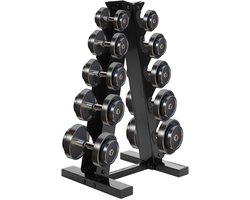 DoneMore® - halterrek - halterhouder - stalen opslagboom - vrijstaand - zwart - 34 x 32 x 65 cm - 5 kg