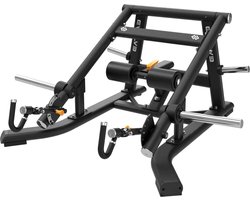 Evolve Fitness UL-280 Ultra Series - Squat Lunge Machine - Plate Loaded - Zwart frame & zwarte bekleding - Verstelbaar - PU-lederen bekleding - Vloerbeschemers - Gewichtsopslag - Verstelbaar