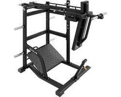 Evolve Fitness UL-330 Ultra Series - Pendulum Squat Machine - Plate Loaded - Zwart frame & zwarte bekleding - Verstelbaar - PU-lederen bekleding - Vloerbeschemers - Pinnen voor gewichtsopslag