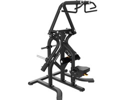 Evolve Fitness UL-370 Ultra Series - Front Pulldown Machine - Plate Loaded - Multigrip handvatten - Zwart frame & zwarte bekleding - Verstelbaar - PU-lederen bekleding - Vloerbeschemers - Gewichtsopslag