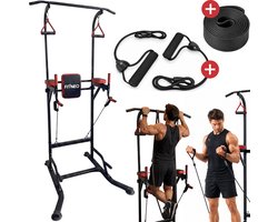 Fitneo® P3 Multifunctioneel Krachtstation – Pull Up Bar & Dip Station – Verstelbare Optrekstang 170-220 cm – Power Tower Rack – Tot 150 kg – Krachttraining Thuis – Homegym - NL Handleiding