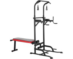 Functionele Fitness Power Tower & Verstelbaar Trainingsbanksysteem - Multifuncioneel Fitnessbank - Krachttraining - Opvouwbaar voor Pull-ups & Dips - Max. Belastbaarheid 200 kg