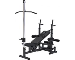 Gorilla Sports Fitnessbank met Lat Pulley - Krachtstation - Zwart