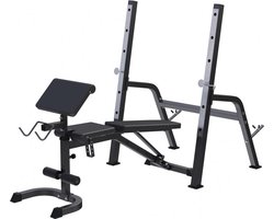 Gorilla Sports Halterbank met Squat Rack - Haltersteunen met 6 standen - Zwart