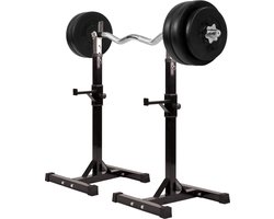 Gorilla Sports Haltersteunen met 35 kg halterset - Squat Rek - Halter met Gewichten - Verstelbaar