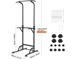 Gran VidaÂ® - Pull-up Rack - Verstelbare Hoogte - Krachttraining - Calisthenics - Stevige Constructie - Pull-ups, Dips, Leg Raises - Zwart