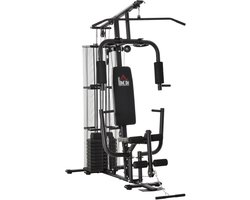 HOMCOM Multifunctioneel Gymstation Metaal, PU-kunstleer 150L x 110B x 210H cm Zwart
