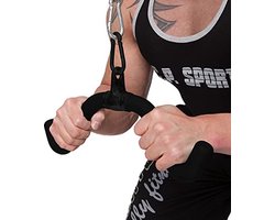 Hoorngreep voor Trekoefeningen aan Krachtstation, Zwart, Massief Staal, Geschikt voor Bodybuilding en Fitness