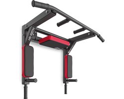 Hop-Sport 2in1 Krachtstation HS-1007K - Multifunctionele Dipstation & Optrekstang voor Wandmontage - Verstelbare Optrekstang met Antisliphandgrepen voor Effectieve Krachttraining Thuis