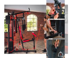 Hop-Sport HS-1054K – Krachtstation – Multifunctioneel 3-Zone Systeem – 72 kg Gewichtsblok – Met Bokszak