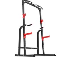 Hop-Sport Krachtstation HS-1014K – Multifunctionele Power Cage met Halterstandaard, Optrekstang & Dip Station voor Krachttraining Thuis