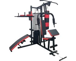 Krachtstation - home gym - met 68 kg gewicht - en bokszak