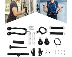 Luxe Fitness Kabelsysteem – Home Gym Kabelmachine tot 330 kg – Compleet Pulley Systeem met Tricepstouw - Rechte Staaf - Katrollen & Accessoires – Krachttraining voor Bovenlichaam