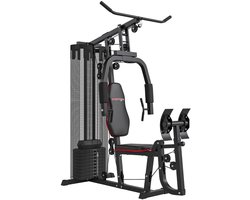 Multifunctioneel Trainingsstation - Pull Up Station - Borststation - Beenpers - Kabeltreksysteem - Fitnessstation - Verstelbare Gewichtsblokken (tot 45 kg) - Krachtstation - Thuisgym - Thuis Fitness & Krachttraining