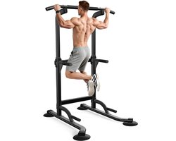 Multifunctionele Krachtstation - Power Tower Dip Station - Fitnessstation - Ergonomisch krachtstation - met optrekstang voor thuis - 10-traps hoogteverstelling 170-210 cm - belastbaarheid 200 kg