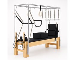 PH Fitness Professionele Cadillac Reformer Pilates Combo – Massief Esdoorn Hout & RVS Frame – Inclusief 16 Veren, Push-Through Bar, Fuzzies, Jump Board, Box Set & Mat Conversion – Studio Kwaliteit – Max. 150 kg
