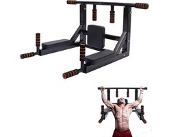 Pull-up Bar - Dip Station - Kracht Training - Multifunctionele Steun - 77x77x95 cm - Zwart