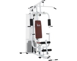 Pull Up Station – Multifunctioneel Fitnessrek – Optrekstang & Dip Station – Verstelbaar – Thuisgym – Tot 110 kg Draagkracht - 210cm - Wit