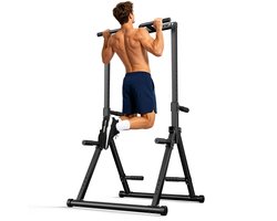 PULSE360 Pull up Station - Power Tower - Pull up rack- Pull-up bar 195-231cm - Dip station-Verstelbare hoogte Krachtstation Thuisfitness - Max 220kg - Zwart