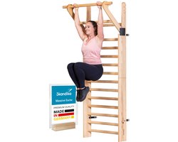 Skandika Vira klimrek hout met optrekstang - Klimrekken voor volwassenen, Made in Germany, massief essen uit Duitsland, 233 x 85,5 cm, tot 130 kg | Turnrek fitness, sport