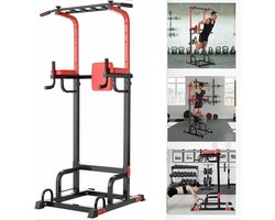 Sport Power Tower Pull Up Bar - Krachttraining - Multifunctioneel - 200kg draagvermogen - Bodybuilding - Staande Dip Station - Thuis Fitness - Geschikt voor Home Gym - Zwart - Staand model - Ultifunctioneel Trainingsapparatuur - 1420