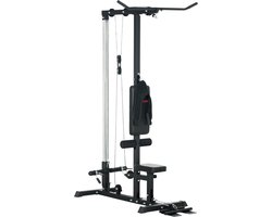 SPORTNOW krachtstation – staal, kunstleer – 140L x 108B x 197H cm – zwart