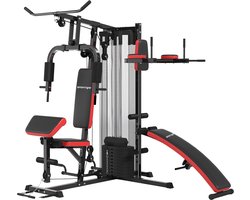 SPORTNOW Multifunctioneel Gymstation voor Diverse Oefeningen Staal, Kunstleer 225L x 175B x 200H cm Zwart