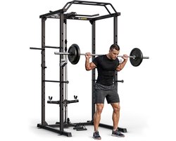 Trex Sport TX-500PC – Power Cage – Home Gym Kooi – Fitness Power Rack – Safety Spotters – Multi-Grip Pull-up – Inclusief Optrekstang – Verstelbaar – Belastbaar tot 300 kg