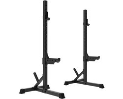 Tunturi SS60 Haltersteunen - Squat Standaard voor lange halters - Home gym tot 200kg belastbaar - In hoogte verstelbaar - Halterrek