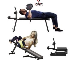 Venom Sports Fitnessbank – Trainingsbank – Buiktrainer – Verstelbare Halterbank – Fitness Apparaten – Verstelbaar & Inklapbaar – B30xL140xH85 cm – Zwart/Wit