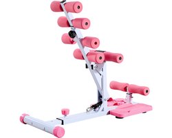 VEVOR Deep Squat Machine Verstelbare Glute Trainer met 3 Heavy-duty Weerstandsbanden, Opvouwbare Kern en Glute Trainer, Push-up Trainingsapparaat voor Thuisgym, Roze-Wit