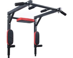 VidaXL - Pull - Up - Bar - Dip - Station - Zwart - en - Rood - 89 - x - 59 - x - 70 - cm