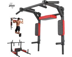 Zivv Pull Up en Dip Bar - Wandgemonteerd Fitnessapparaat - Voor Pull-ups, Chin-ups, Dips & Meer - Max. 300 kg - Inclusief Montagekit