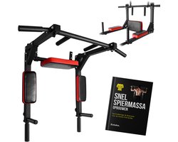 Zoluko Professionele Dip & Pull Up Bar Wandmontage - 200kg Draagkracht - Dip Station - Incl. E-book - Eenvoudige Bevestiging - 2 in 1 Pull Up Station en Dip Station voor Thuis Sporten - Optrekstang Fitness - Dip Bars - Chin Up Bar - Zwart/Rood