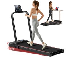 6-in-1 opvouwbare loopband met hellingshoek van 15%, 12 km/u Opvouwbare loopband met hellingshoek van 3-in-1 en verbeterde stille motor, maximaal draagvermogen 136 kg