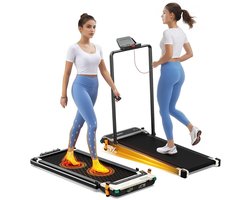 Akluer 520A-B dubbelzijdige loopband met handgreep, 2,5 pk stille motor, maximale snelheid 4 mph, capaciteit 150 kg, dubbel LED-display, handmatige hellingshoek en ingebouwde voetmassagefunctie