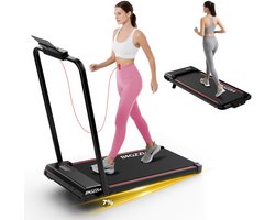 BIGZZIA 3-in-1 opvouwbare loopband met 7% helling - Inklapbaar loopband Elektrisch met armleuningen - 1-8 km/u - 2,5 pk motor - afstandsbediening - LED-scherm - 130 kg draagvermogen - Geluid<45db - Zwart